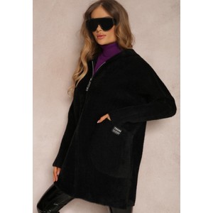 Czarny płaszcz Renee z alpaki w stylu casual bez kaptura