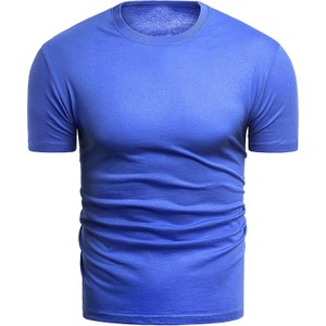 Niebieski t-shirt Risardi z bawełny z krótkim rękawem