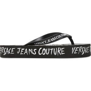 Klapki Versace Jeans z nadrukiem z płaską podeszwą w stylu casual