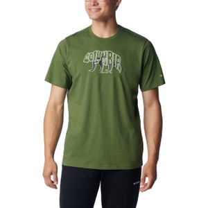 Zielony t-shirt Columbia z wełny z krótkim rękawem w sportowym stylu