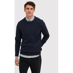 Granatowy sweter Selected Homme w stylu casual z okrągłym dekoltem