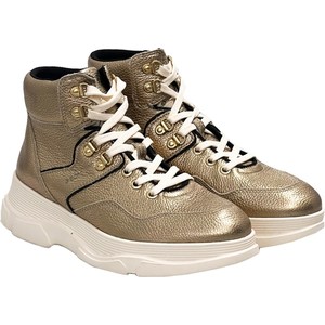 Złote buty sportowe Geox w sportowym stylu sznurowane z płaską podeszwą