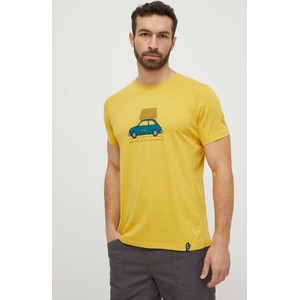 Żółty t-shirt La Sportiva z bawełny z nadrukiem z krótkim rękawem
