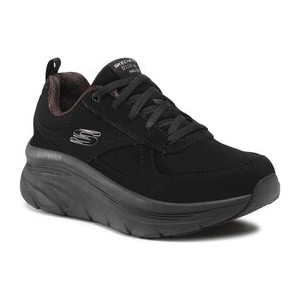 Czarne buty sportowe Skechers na platformie sznurowane w sportowym stylu