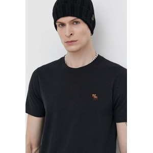 Czarny t-shirt Abercrombie & Fitch z bawełny w stylu casual z krótkim rękawem