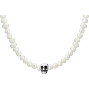 Manoki Męskie perły modny naszyjnik z charmsem czaszką