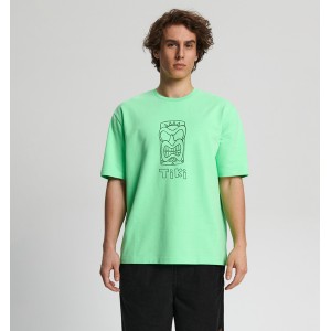 T-shirt Sinsay z nadrukiem z krótkim rękawem w młodzieżowym stylu