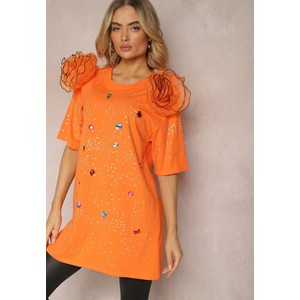 Pomarańczowa bluzka Renee z okrągłym dekoltem