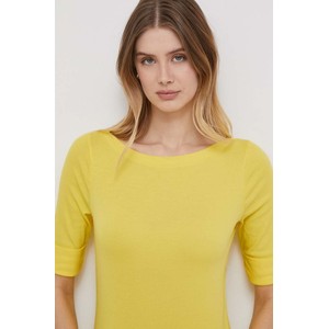 Żółta bluzka Ralph Lauren w stylu casual z okrągłym dekoltem z krótkim rękawem