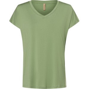 Zielony t-shirt Soyaconcept w stylu casual z dekoltem w kształcie litery v