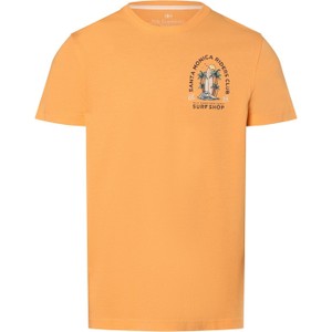 Pomarańczowy t-shirt Nils Sundström z nadrukiem z bawełny z krótkim rękawem