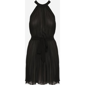 Czarna sukienka born2be z okrągłym dekoltem mini rozkloszowana