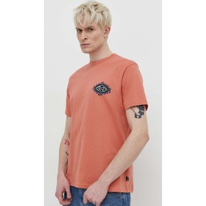Pomarańczowy t-shirt Billabong z bawełny w młodzieżowym stylu z krótkim rękawem