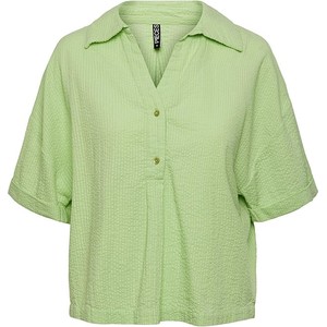 Zielona bluzka Pieces z krótkim rękawem