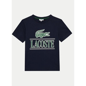 Granatowa koszulka dziecięca Lacoste dla chłopców z krótkim rękawem