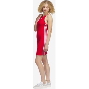Czerwona sukienka Adidas Originals w sportowym stylu z bawełny dopasowana