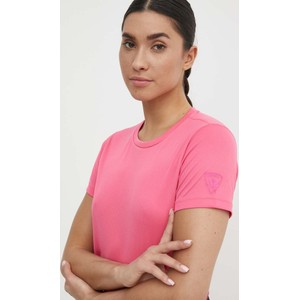 Różowa bluzka ROSSIGNOL z okrągłym dekoltem z krótkim rękawem w sportowym stylu