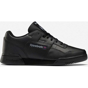 Czarne buty sportowe Reebok Classic w sportowym stylu ze skóry sznurowane