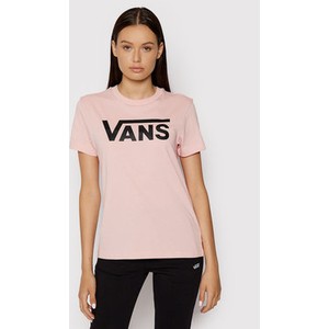 Różowy t-shirt Vans w młodzieżowym stylu