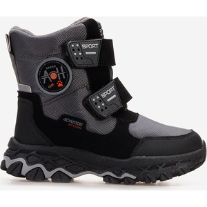 Czarne buty dziecięce zimowe Zapatos na rzepy dla chłopców