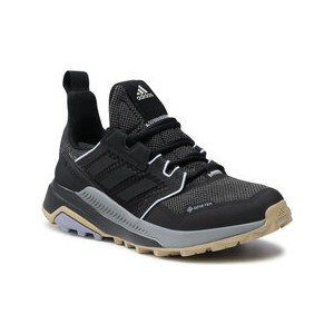 Czarne buty trekkingowe Adidas z goretexu z płaską podeszwą