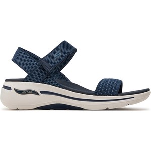 Granatowe sandały Skechers na koturnie w stylu casual