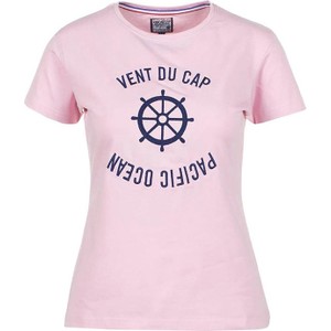 Różowy t-shirt Peak Mountain w młodzieżowym stylu z krótkim rękawem z bawełny