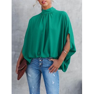 Zielona bluzka La Angels z długim rękawem w stylu casual