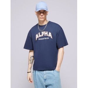 Niebieski t-shirt Alpha Industries z krótkim rękawem