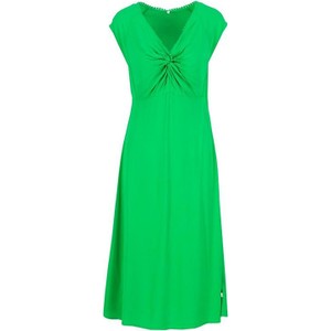 Zielona sukienka blutsgeschwister z dekoltem w kształcie litery v maxi z krótkim rękawem