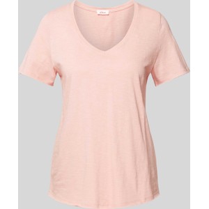 Różowy t-shirt S.Oliver w stylu casual