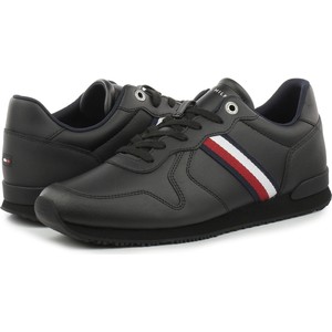 Czarne buty sportowe Tommy Hilfiger sznurowane w sportowym stylu