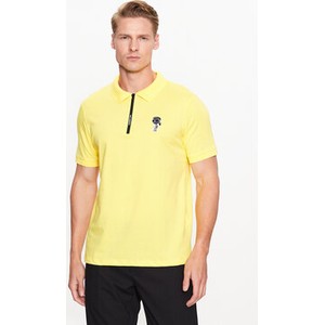 Żółty t-shirt Karl Lagerfeld w stylu casual z krótkim rękawem