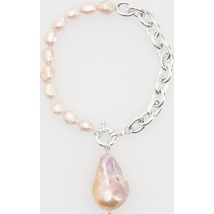 Reserved - Posrebrzana bransoletka z naturalnymi perłami - srebrny