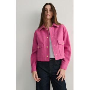 Różowa kurtka Reserved z tkaniny krótka w stylu casual