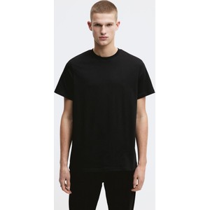 Czarny t-shirt H & M z dżerseju z krótkim rękawem