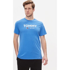 Niebieski t-shirt Tommy Jeans w młodzieżowym stylu z krótkim rękawem