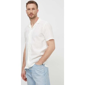 Koszula answear.com w stylu casual z lnu z klasycznym kołnierzykiem