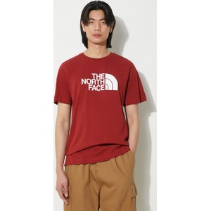 Czerwony t-shirt The North Face z krótkim rękawem z bawełny z nadrukiem