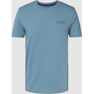 Niebieski t-shirt Christian Berg z bawełny z krótkim rękawem w stylu casual