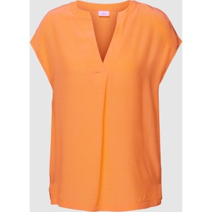 Pomarańczowa bluzka S.Oliver Black Label z dekoltem w kształcie litery v z krótkim rękawem w stylu casual