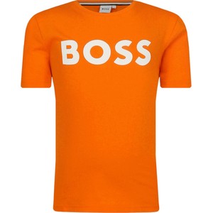 Pomarańczowa koszulka dziecięca BOSS Kidswear z bawełny