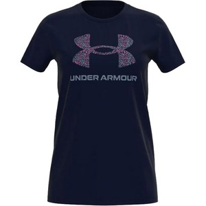 Granatowy t-shirt Under Armour z krótkim rękawem z okrągłym dekoltem