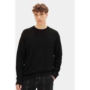 Czarny sweter Tom Tailor Denim w stylu casual z okrągłym dekoltem