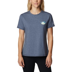 Granatowy t-shirt Columbia w sportowym stylu z okrągłym dekoltem