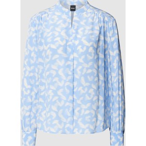 Niebieska bluzka Hugo Boss w stylu casual z dekoltem w kształcie litery v z długim rękawem