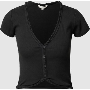 Czarna bluzka Review z krótkim rękawem z bawełny w stylu casual