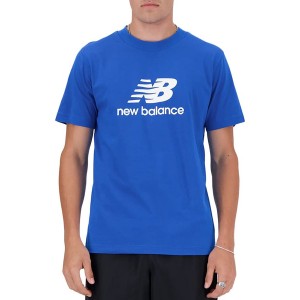 Niebieski t-shirt New Balance z krótkim rękawem z bawełny w stylu klasycznym