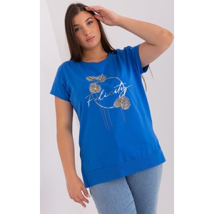 Niebieski t-shirt Relevance w młodzieżowym stylu z okrągłym dekoltem z bawełny