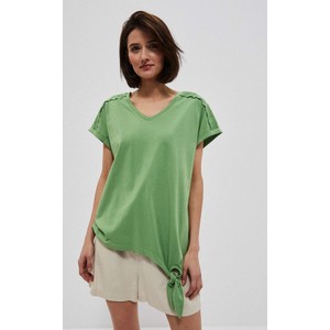 Zielony t-shirt Moodo.pl z krótkim rękawem z bawełny w stylu casual